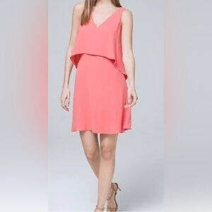 WHBM Layered Sleeveless V-Neck Shift Dress Large NWT
